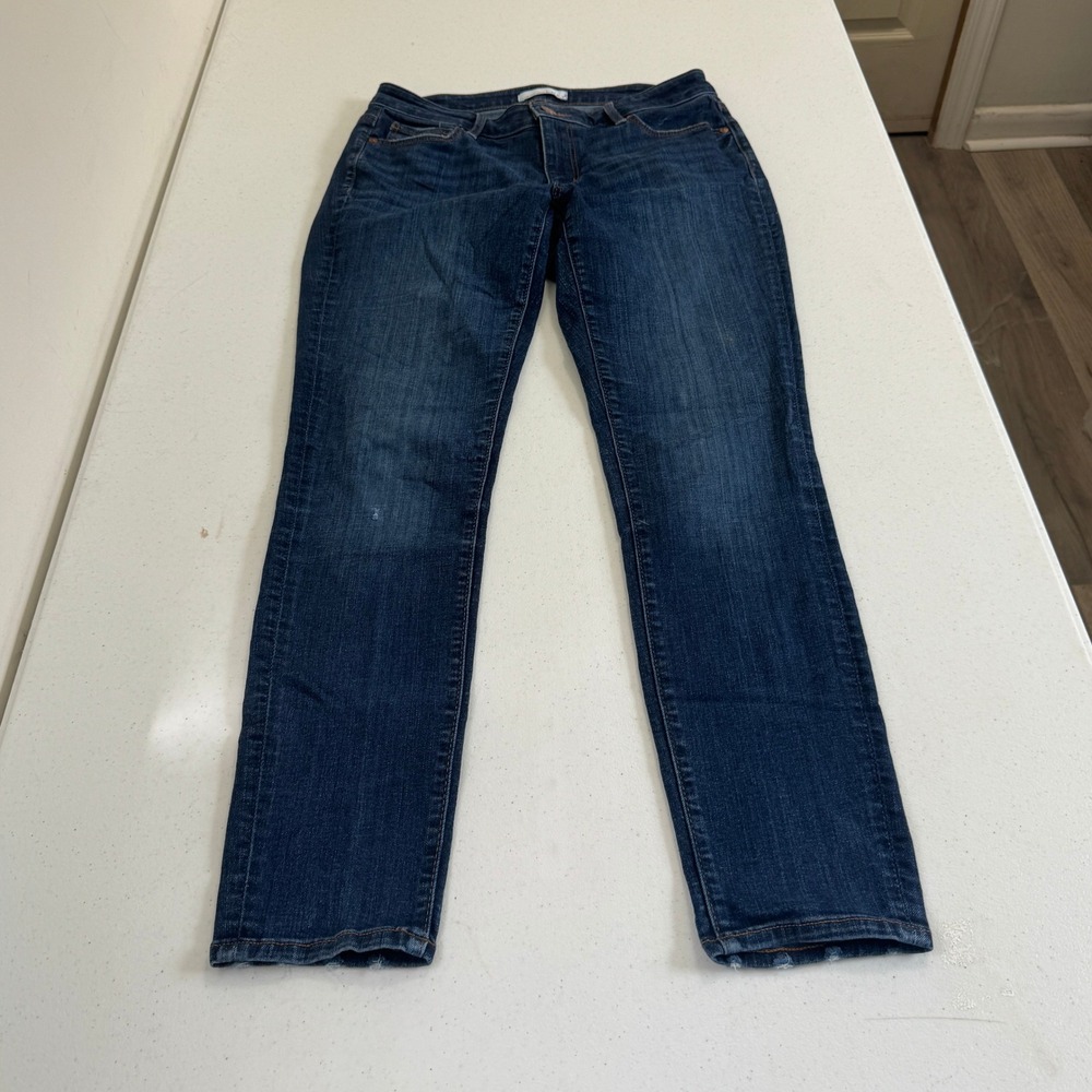 LOFT Curvy Skinny‎ Crop Jeans Womens 4 27 Dark Wash Blue Denim Stretch 5697